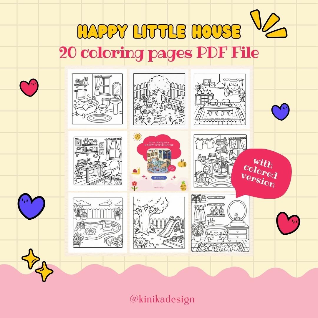 Hello House Colorable Printable Coloring Book | Happy Little House Theme | 20 Bold Easy Pages ...