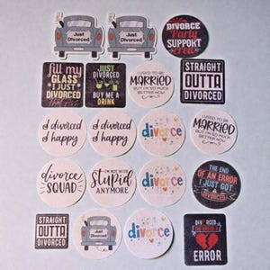 Net gescheiden eetbare taarttoppers, 16 x voorgesneden. Echtscheidingsfeest. afscheidsfeestje