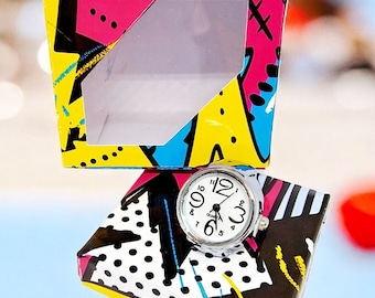 Zegarek w stylu retro z lat 90. | Funky zegarek kwarcowy z elastyczną bransoletą