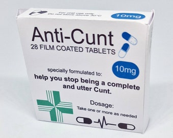 Prank Pill Box, Anti Cunt Tablet Box, Novelty Gift
