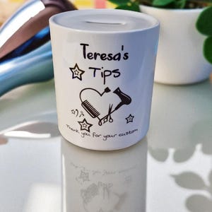 Personalized Ceramic Money Box – Hairdresser Gift, Custom Name