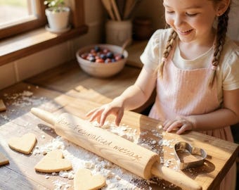 Juego de rodillo y espátula de madera personalizados: regalo de repostería personalizado para mamá, regalo de repostería, regalo de cocina personalizado y regalo de cumpleaños.