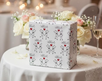 Just Married Wedding Wrapping Paper | Gay Wedding Gift Wrap (2 x A3 Sheets)