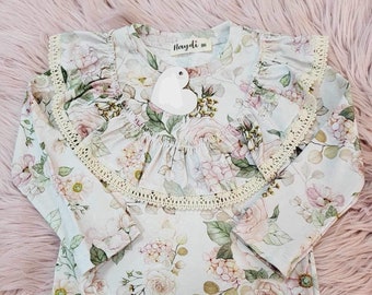 Prachtig elegant gebloemd kinderblouse babymeisje t-shirt