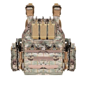 Tactical Bulletproof Plate Carrier W/ AR500 Level 3 Curved Chest & Back ...