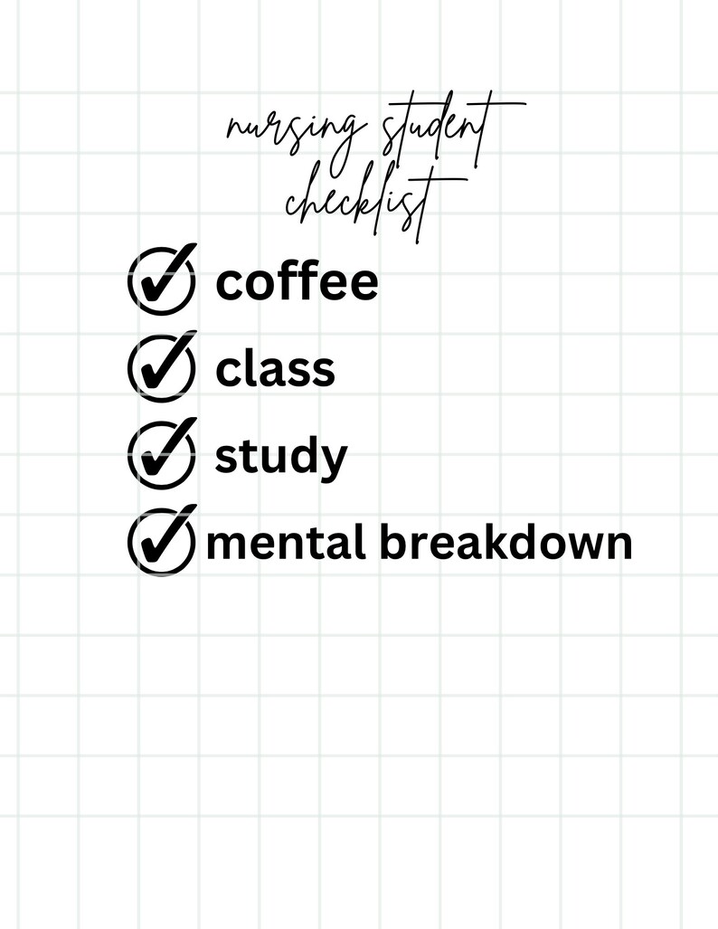 Nursing Student Checklist PNG/ Digital Download Etsy