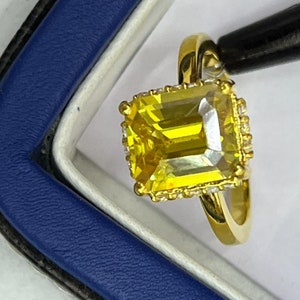 AAA+Quality Natural Yellow Sapphire Ring 5.50 Carat, 925 Sterling Silver, Gold Plated Handmade Ring For Men And Women