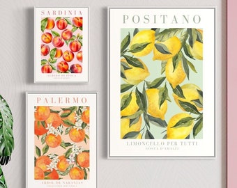 Lemon Kitchen Print Set, Fruit Market Art (Digital Art)