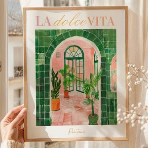 Italy Poster, La Dolce Vita Print, Il Dolce Far Niente, Italian Art Print, Colourful Wall Art, Green Wall Art for Home, Travel Poster