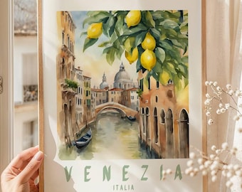 Póster de viaje a Italia, Venecia, La Dolce Vita, Dolce Far Niente, Regalo de inauguración de casa con arte italiano, Lámina artística colorida, Positano, Costa Amalfitana