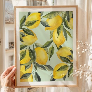Lemon Print Kitchen Wall Art, Fruit Wall Art, Italian Print, Printable Wall Art, Fruit Market Art, Botanical Wall art, Amalfi Coast LArt