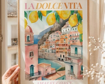 Italian Print, Lemon Watercolor Fruit Print, Amalfi Coast Wall Art, Fruit Market Italy Dolce Vita Print, Lemon Decor Kitchen Wall art
