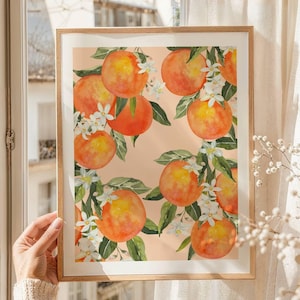 Orange Print Kitchen Wall Art, Fruit Wall Art, Italian Print, Printable Wall Art, Fruit Market Art, Botanical Wall art, Amalfi Coast Art