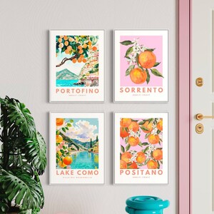 Lemon Print Wall Art, Fruit Market Set of 4, Kitchen Poster, Positano Amalfi Sorrento Lake Como, Italian Wall Art, Fruit Orange Poster