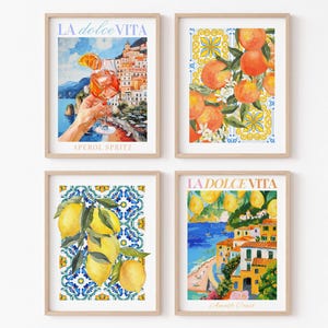 Italian Poster Bundle, Italy Art, La Dolce Vita, Aperol Spritz Cocktail Print, Amalfi Coast, Il Dolce Far Niente, Colourful Wall Art Bundle