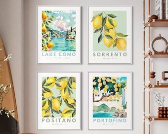 Lemon Print Set, Italian Watercolor Art (Digital Download)