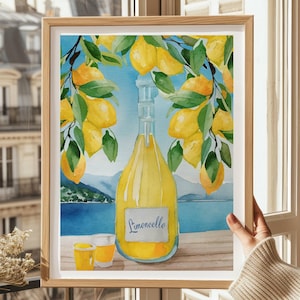 Limoncello Lemon Italian Print, Italy Travel Wall Art, Kitchen Poster, Fresh Lemon Poster, Lemon Mediterranean Wall Decor