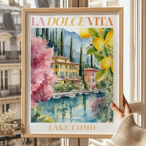 Italy Print Kitchen Wall Art, Lemon Print Poster, Lake Como Travel Printable Poster, La Dolce Vita Botanical Poster, Italian Art