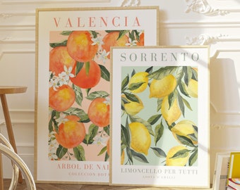 Watercolor Lemon and Orange Digital Art Print, Kitchen Wall Decor, Italy wall art, Lemon Orange Decor, Travel Poster, Amalfi Coast Art Print