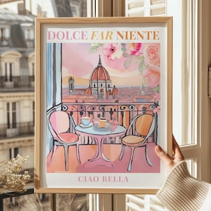 Ciao Bella, Florence Italy travel poster, La Dolce Vita, Dolce Far Niente, Italian Art Housewarming Gift, Colorful Art Print, Amalfi Coast
