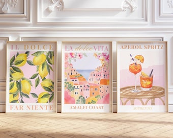 Amalfi Coast Art Prints, Aperol Spritz Cocktail, La Dolce Vita (Digital Download)