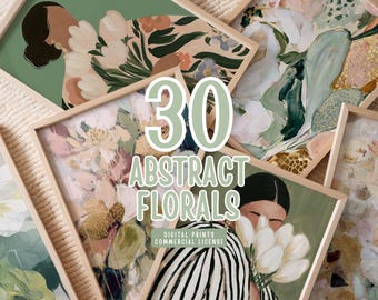 Commercial License Print Set of 30, Commercial Use Art, Botanical Abstract Art Bundle