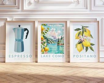 Italian Lemon Print Set, Kitchen Coffee, Botanical Wall Art (Digital Download)