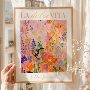 Flower Poster, Italy La Dolce Vita Print, Vibrant Floral Print, Il Dolce Far Niente, Italian Art Print, Colourful Wall Art, Travel Poster