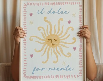 La Dolce Vita Soleil Poster, Italy Print, Ciao Bella, Italian Icons Poster, Printable Art, Italian Summer Print, Pink Wall Art