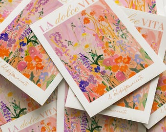 Vibrant Floral La Dolce Vita Print, Italian Art, Colourful Travel Poster (Digital Download)