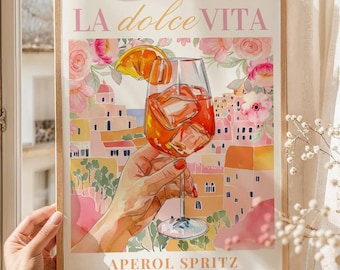 Aperol Spritz Cocktail, La Dolce Vita Italy Art Print (Digital Download)
