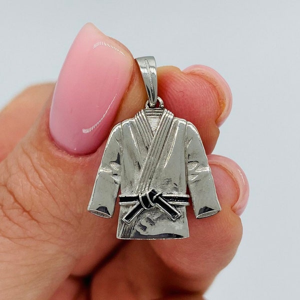 Kimono Necklace Sterling Silver. Martial Art Gift – Kimono Pendant. Sport Necklace for friend. Sport Charm necklace. Sport gift for him