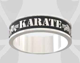 Male ring Karate Ring. Gift for fan coach. Kid school I love mom keychain lover gold girlfriend