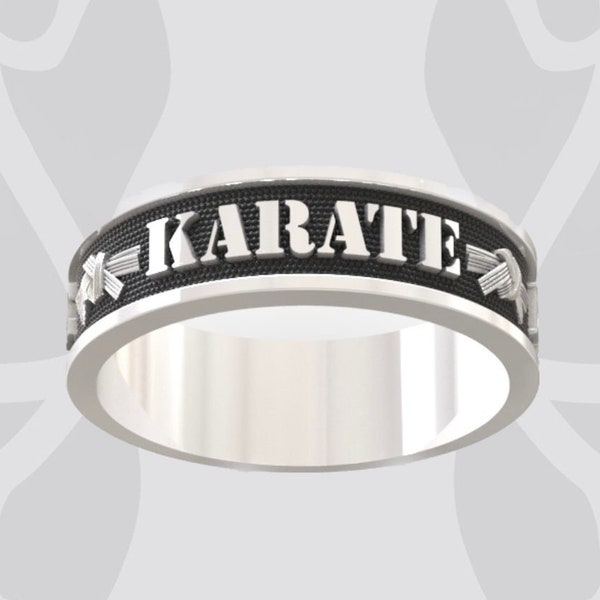 Male ring Karate Ring. Gift for fan coach. Kid school I love mom keychain lover gold girlfriend