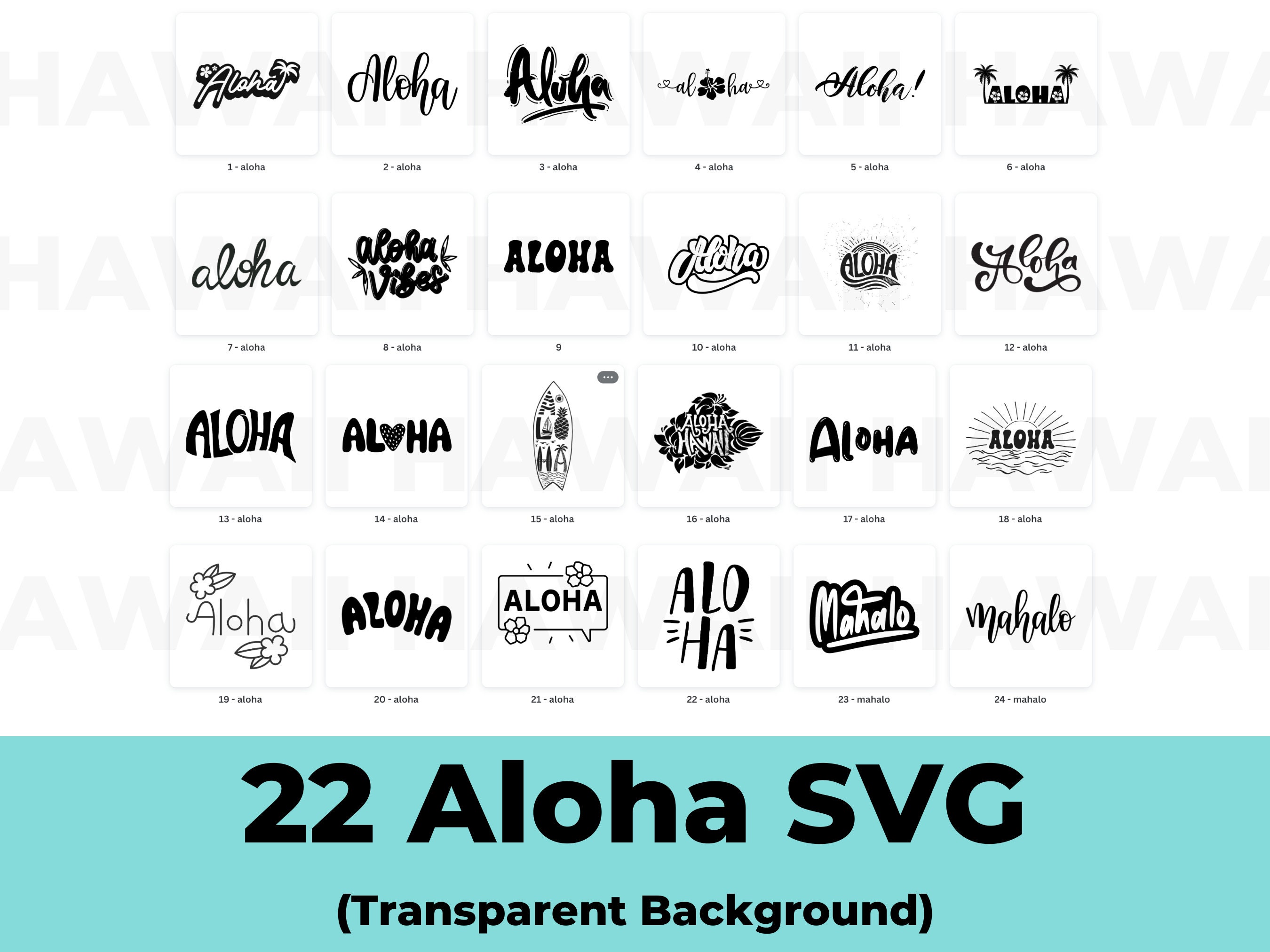 Aloha Svg Bundle 22 Aloha Svg Digital Download Etsy