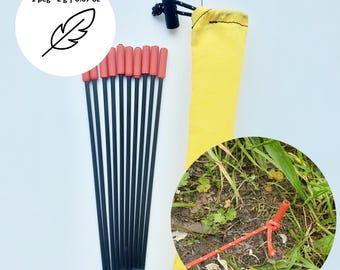 Ultralight Taproot 2g 6.5" Pegs | Carbon Fiber Tent Stakes Set, Ripstop Pouch, Backpacking Gear