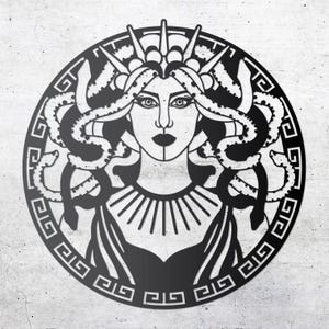 Greek Mythology Medusa Gorgon Snake Metal Wall Art, Unique Living Room Décor