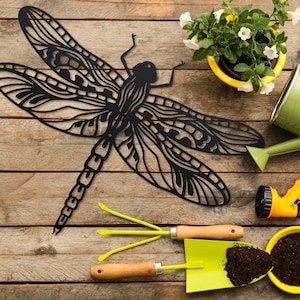 Whimsical Dragonfly Sign for your Garden and Patio, Whimsical Garden and Porch Décor, Seasonal Porch Patio Décor, Unique metal wall decor