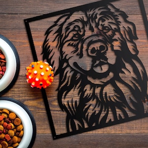 Golden Retriever Pet Portrait Metal Wall Art, Dog Décor, Metal Sign, Durable Outdoor Dog Breed Sign
