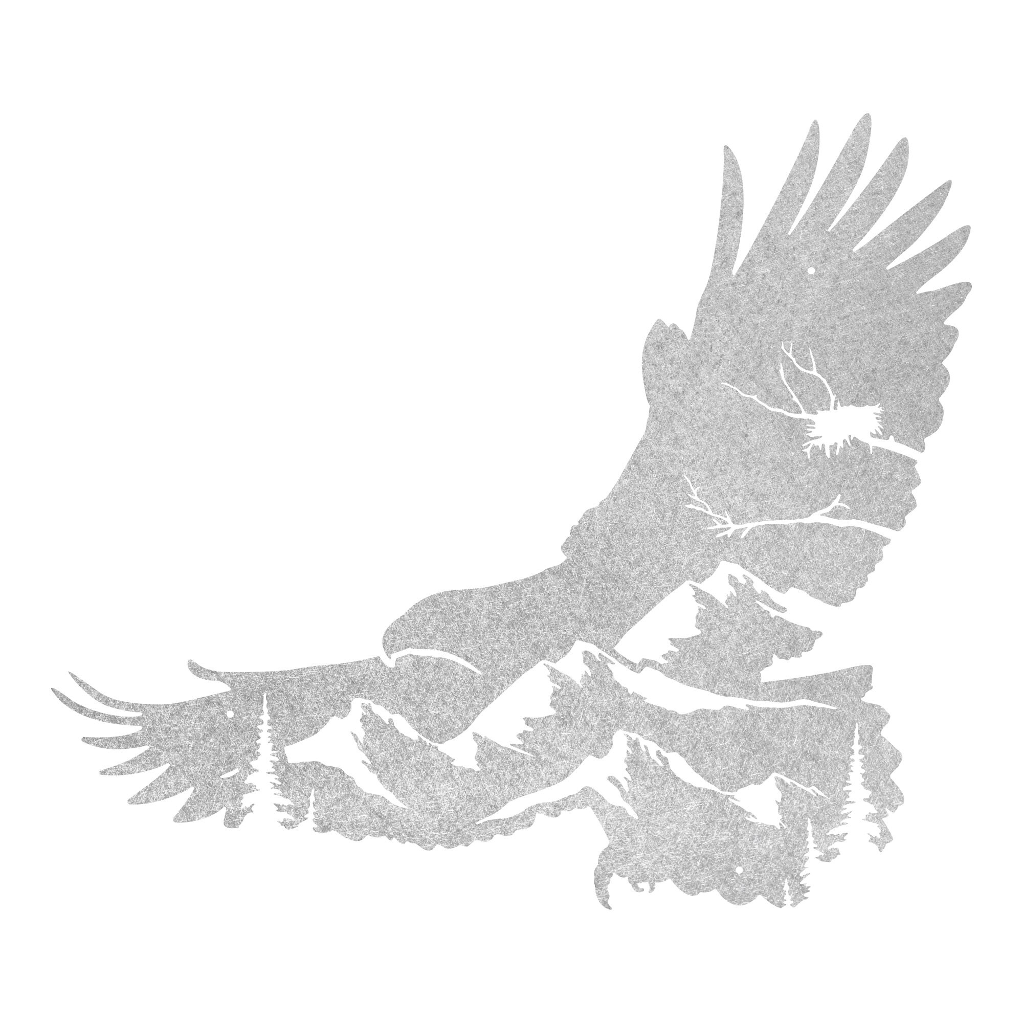 Bald Eagle Mountains Silhouette Metal Wall Art, Flying Eagle Sign