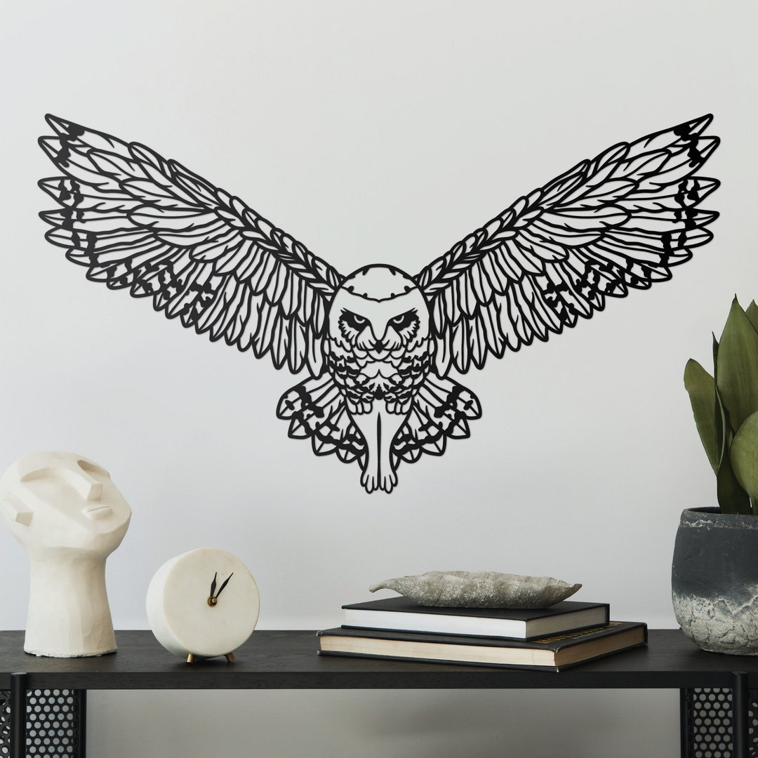 Flying Snowy Owl Metal Wall Art, Woodland Home Décor Etsy