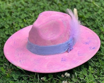 The Dolly - Hand painted & designed wide brimmed fedora hat