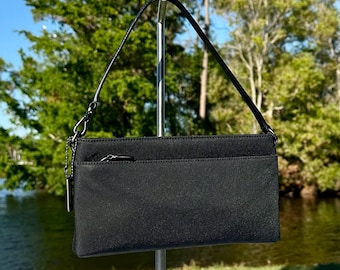 COACH Y2K Black Nylon Mini Pouchette Bag: Leather Trim