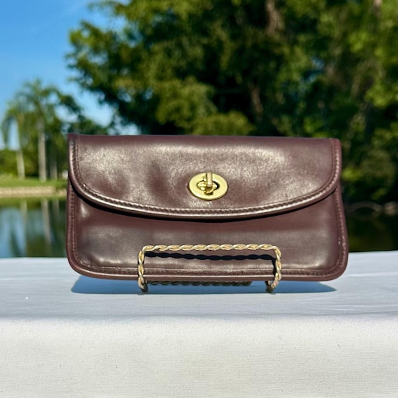 Coach Vintage Leather Turn Lock Case Wallet Mahogany Brass 7171 - Etsy