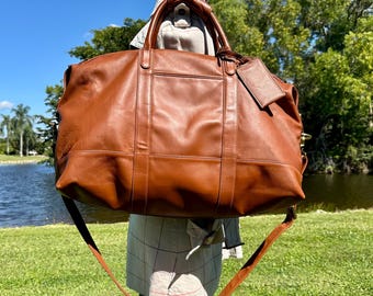 SALE Vintage Coach Double Compartment Carry-on British Tan Weather