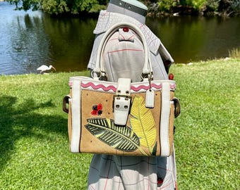 Coach Vintage Ladybug Applique Boxy Straw Tote Limited Edition 