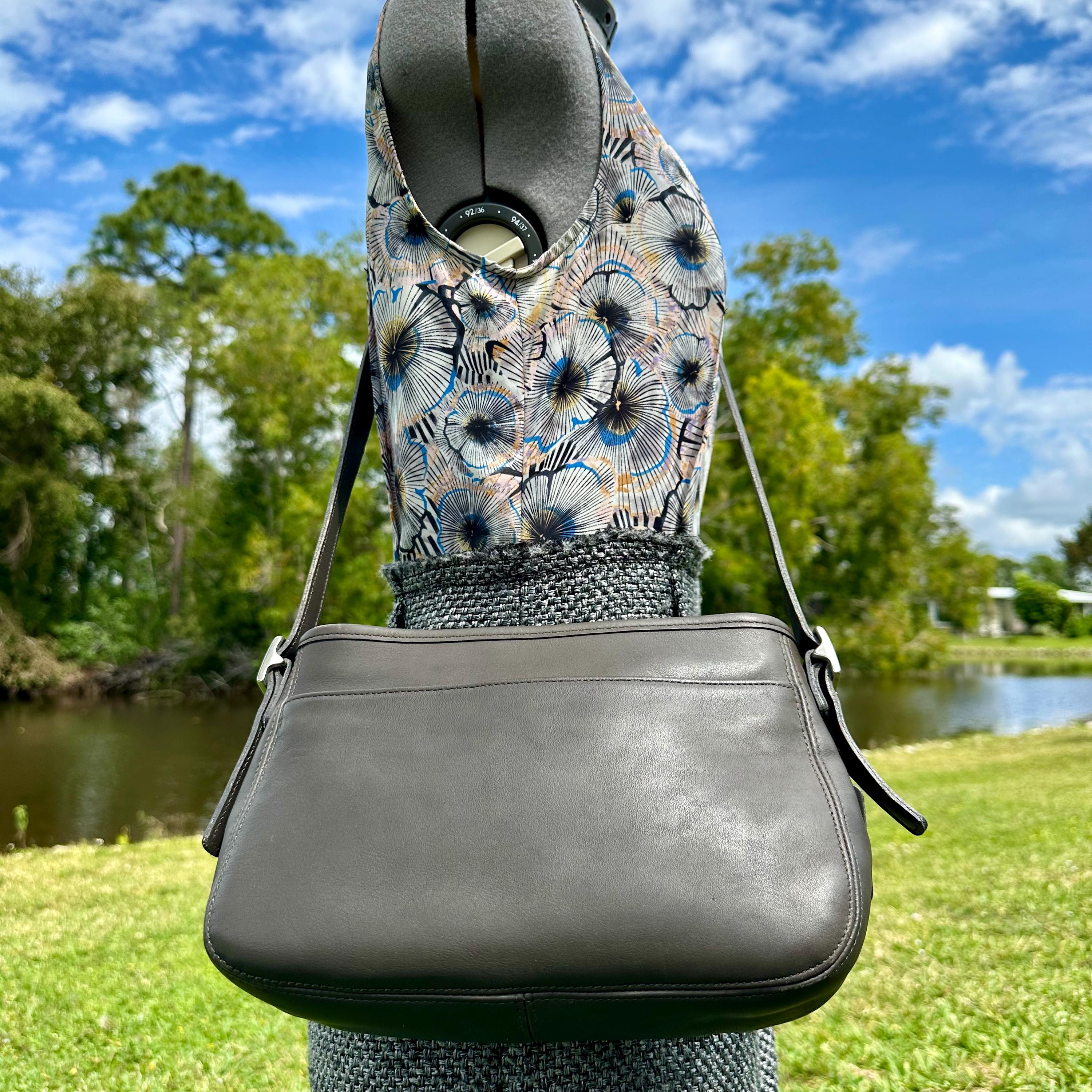 Coach Vintage 1998 Chelsea Zip Crossbody Bag Gray Leather, Nickel