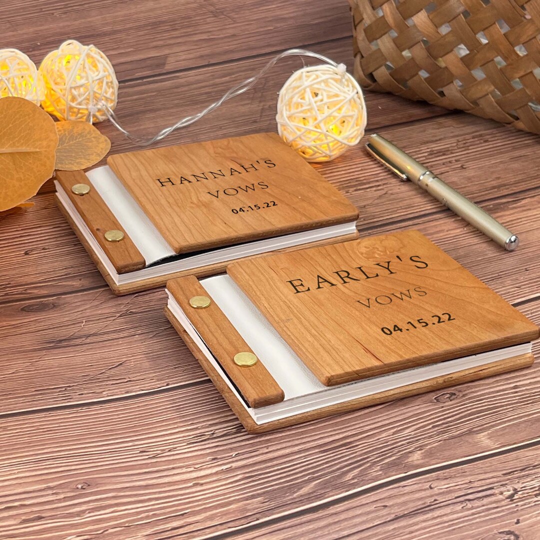 Personalized Vow Book Set Wedding Vow Booklet Vow Books Wooden Etsy