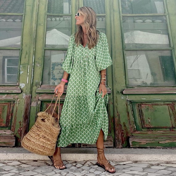 Lantern Sleeve Summer Floral Dress 