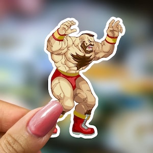 Zangief Street Fighter Sticker Decal Laptop Sticker Water Bottle Sticker Free Shipping Car Sticker Lunch Box Sticker Arcade cabinet decal